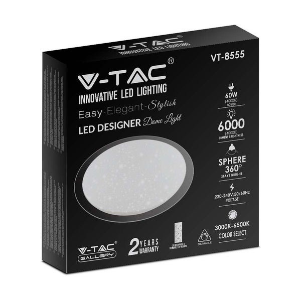 V-TAC VT-8555-N - Designer-Deckenleuchten - Farbwechsel-Fernbedienung - IP20 - Weiß - 60W - 6000