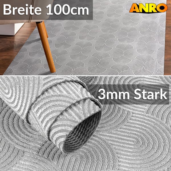 Anro Teppich mit Kreismuster, Breite 100 cm und 3 mm Dicke