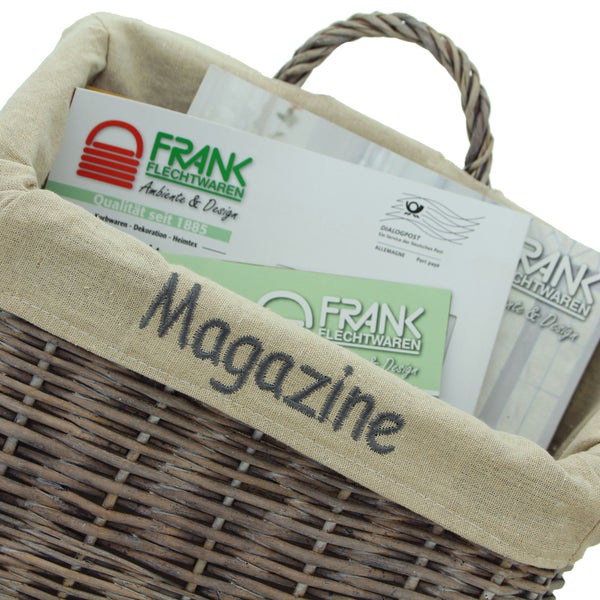 FRANK FLECHTWAREN | Dekokorb Magazine, WEIDE, POLYESTER, BAUMWOLLE, Breite 30 cm, Tiefe 14 cm, GH 45 cm, vordere Höhe 27 cm, hintere Höhe 37 cm