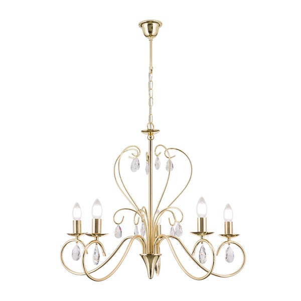 Kristall Kronleuchter Alessia 68 cm x 58 cm 5 x E14 Gold