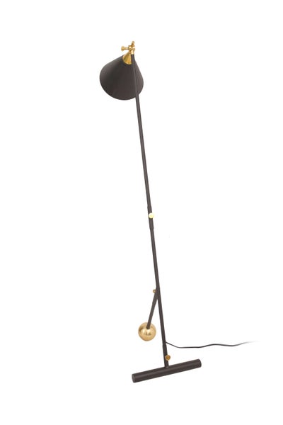 Designer Stehlampe im Factory-Style Schwarz Gold, Loft Stil Lampe 144 cm | Wohnzimmer Esszimmer Leuchte
