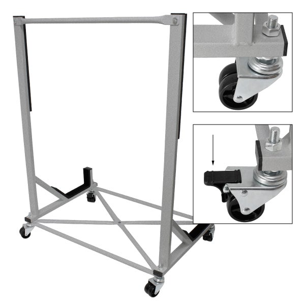 ECD Germany Hardtopständer mit 4 feststellbaren Rädern inkl. Bezug - Silber - aus pulverbeschichtetem Stahl - Hardtop Ständer Hardtophalter Aufbewahrung Trolley Hülle Abdeckhaube Schutzbezug Cover