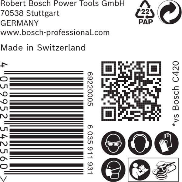 Bosch 50x Expert C470 Schleifpapier mit 6 Löchern für Exzenterschleifer 150 mm G 60 - 2608900918