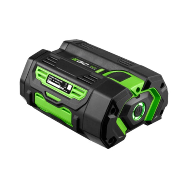EGO 56 Volt Lithium-Ionen-Akku mit 10,0 Amperestunden Kapazität und Ladestandsanzeige.