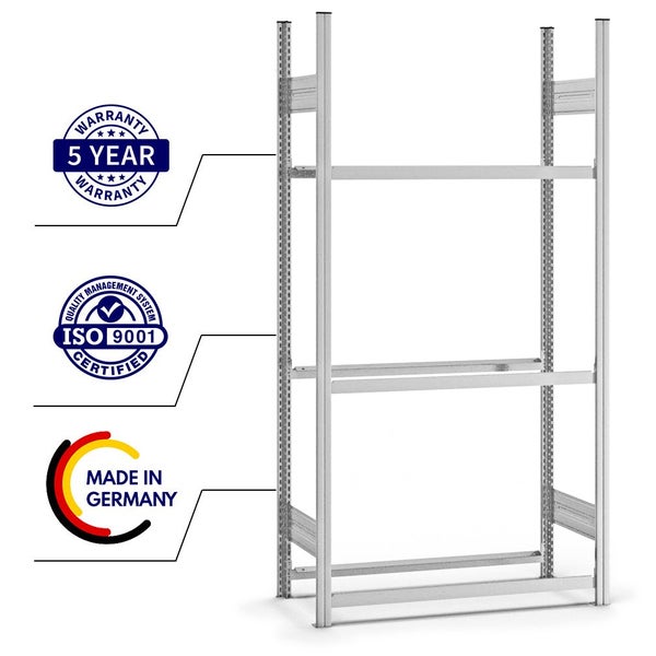 PROREGAL Reifenregal Stecksystem T-Profil Grundregal HxBxT 200 x 100 x 40 cm 3 Ebenen Fachlast 150 kg Verzinkt