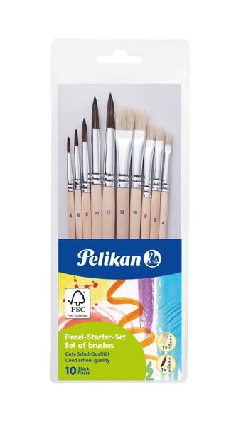 Pelikan Pinsel Starter-Set, 5 Haar- und 5 Borstenpinseln