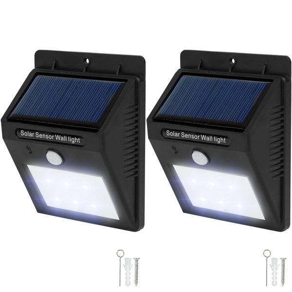 2er-Set Solarlampe mit Bewegungsmelder tectake  Erfassungswinkel 120° 9,7 x 5,1 x 12,4 cm