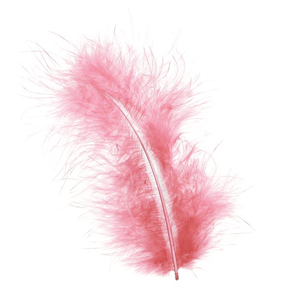 Flauschige rosa Dekofeder zum Basteln und Dekorieren.