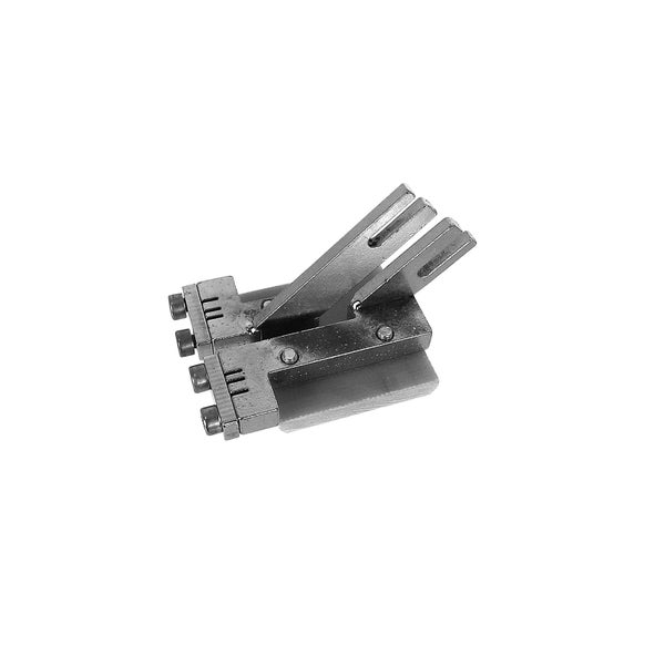 Einfassapparat für industrielle Nähmaschinen aus Metall mit verstellbaren Schrauben.