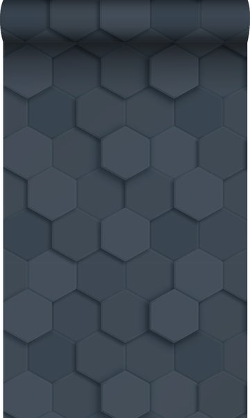 Origin Wallcoverings Tapete 3D Wabenmuster Dunkelblau - 53 cm x 10.05 m - 347853