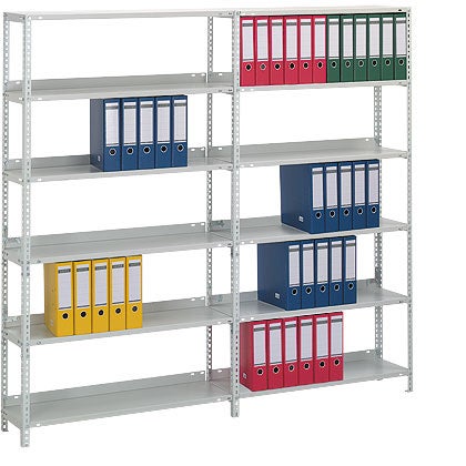 PROREGAL Aktenregal Schraubsystem Grundregal HxBxT 290 x 100 x 30 cm 9 Ebenen Fachlast 60 kg Mit Deckboden Einseitig Nutzbar Verzinkt