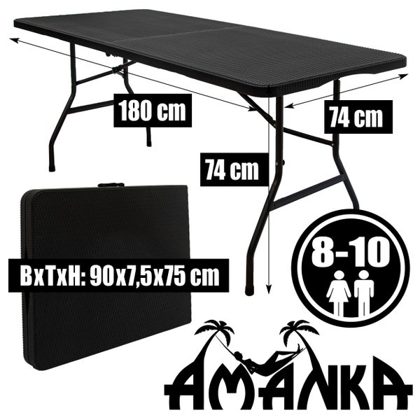AMANKA Garten Sitzgruppe - 180 cm Tisch mit 6 Stühlen - Gartenmöbel Set in Rattan-Optik - Klappbar