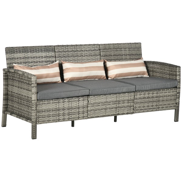 Outsunny Rattan Sofa, 173 x 68 x 78 cm, Stahl, Grau