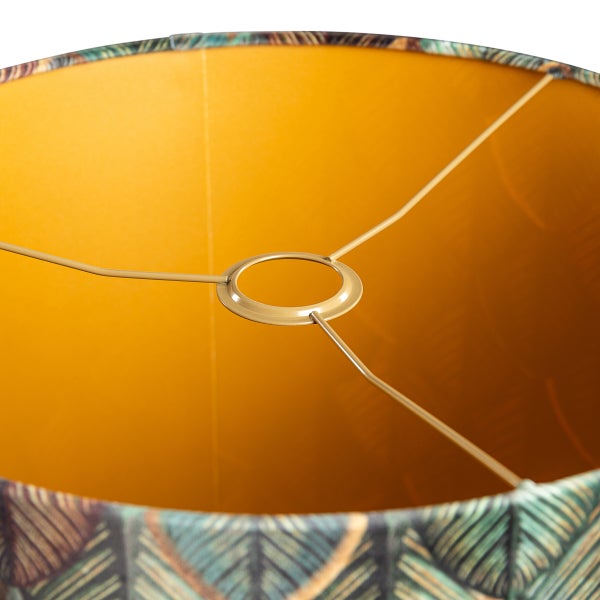 Samtlampenschirm mit Blattdesign und goldener Innenseite 40/40/40