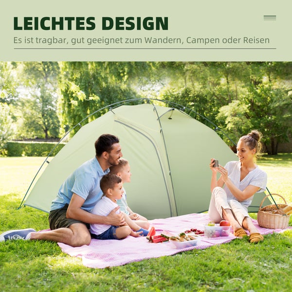 Outsunny Campingzelt, für 2 Personen, 230 x 140 x 110 cm, Aluminium, Nylon, Cremeweiß