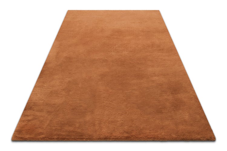 Hochflor-Teppich in Terrakotta, weich, rechteckig.
