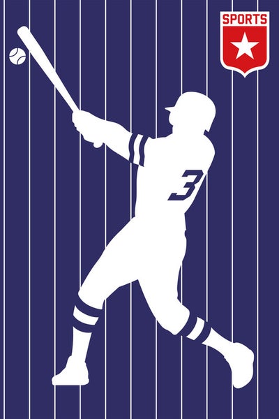 Silhouette eines Baseballspielers beim Schlag mit einem Baseballschläger