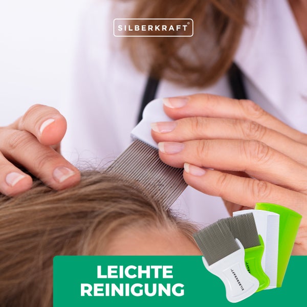 Läusekamm 4er Set, chemiefreie Entfernung von Läusen, Nissen und Flöhen bei Mensch und Tier, Kopfhautpflege für Kinder und Erwachsene, Tierpflege für Hunde und Katzen, Metall- und Kunststoffzinken zur Parasitenkontrolle