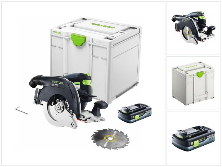 Festool HKC 55 EB-Basic Akku Handkreissäge 18 V 160 mm Brushless ( 576163 ) + 1x Akku 4,0 Ah + Systainer - ohne Ladegerät