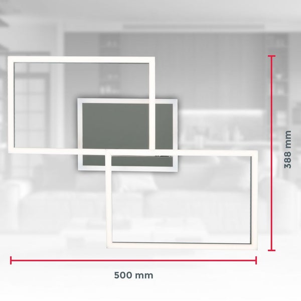 Deckenlampe 50x38,8 cm - 40W, 4200lm, LED, dimmbar, Fernbedienung, CCT, silberfarbig