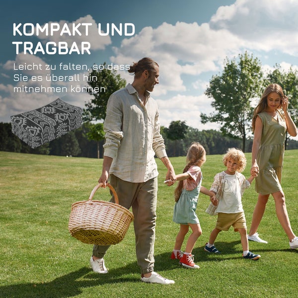 Outsunny Outdoor-Teppich, wasserdicht, mit doppelseitigem Design, für Terrasse, Balkon, Camping, 182 x 274 cm, Kunststoff, Schwarz+Grau