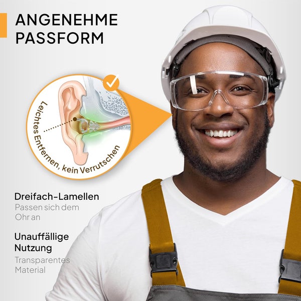 Senner WorkPro Arbeitsgehörschutz, Gehörschutzstöpsel zum Arbeiten, Senner Gehörschutz, kein Lärm mehr beim Arbeiten auf Baustellen und an Maschinen, wiederverwendbar