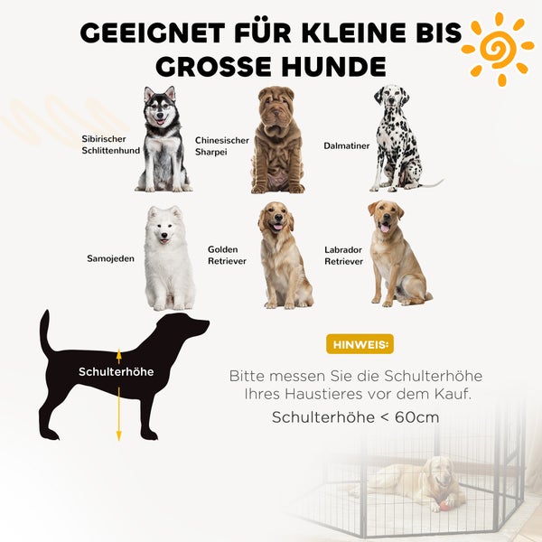 PawHut 2er-Set Erweiterung 2 Hundezaun-Paneele für Freigehege, 80 x 100 cm Welpenzaun aus Stahl, für kleine bis große Hunde Schwarz
