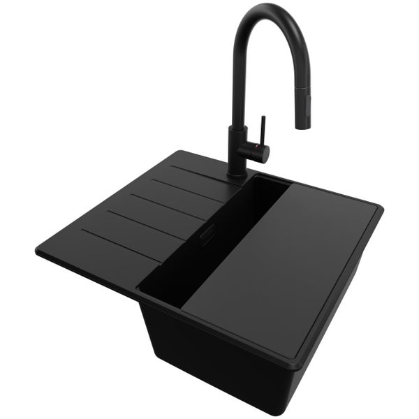 Spüle mit Abtropffläche und Mischbatterie