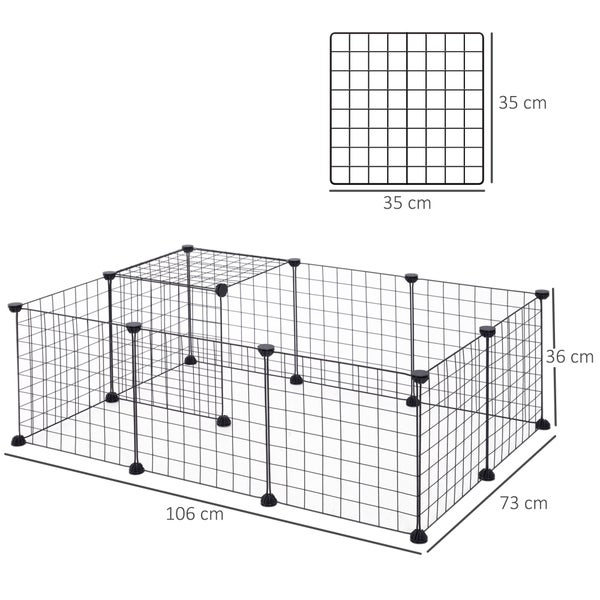 PawHut Gittergehege, Freigehege, 106 x 73 x 36 cm, Metall, Schwarz