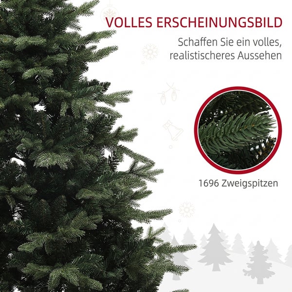 Künstlicher Weihnachtsbaum mit 1696 Zweigspitzen für ein volles und realistisches Erscheinungsbild.