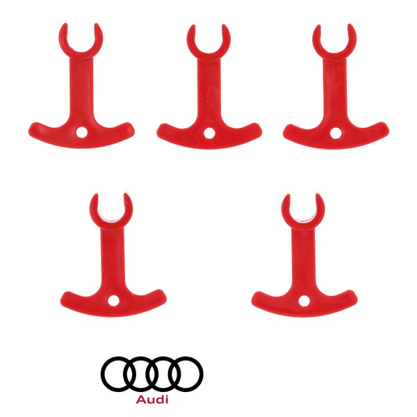 Fünf rote Audi Abziehhaken