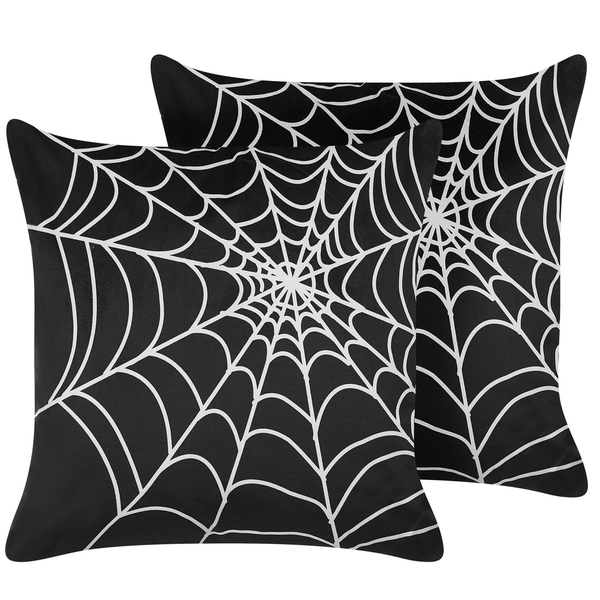 Dekokissen 2er Set LYCORIS Samtstoff 45 x 45 cm Schwarz Abstraktes Muster