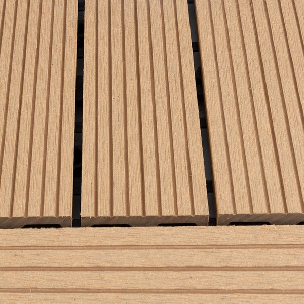 FLOORDIREKT WPC Klickfliesen Classic - für Balkon und Terrasse 30 x 30 cm - Teak 11er-Set 1 m²
