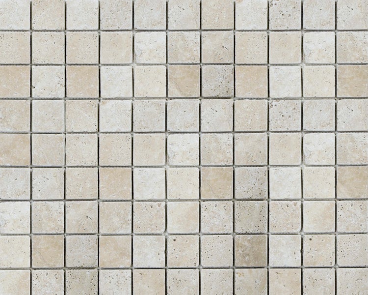 Wohnrausch Natursteinmosaik Travertin CREMA 4,8 x 4,8 cm, getrommelt, beige