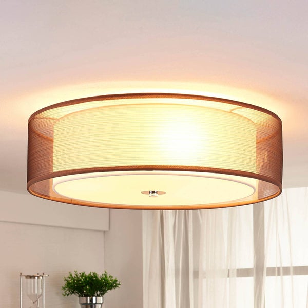 Lindby Deckenlampe Tobia (Modern) in Braun aus Textil (3 flammig, E27) - Deckenleuchte Lampe Wohnzimmerleuchte