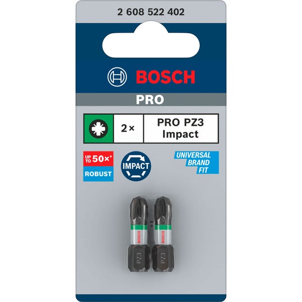 Bosch Pro Impact Schrauberbits PZ3, 2 Stück