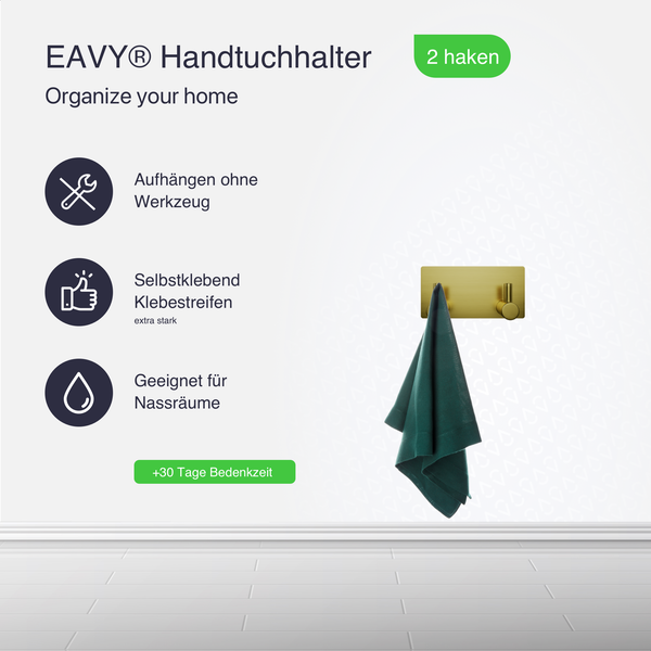 EAVY Hakenleiste Edelstahl Gold Selbstklebend