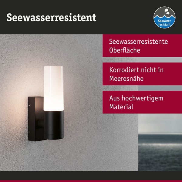 Seewasserresistente Außenwandleuchte aus hochwertigem Material, korrodiert nicht in Meeresnähe, moderne Zylinderform.