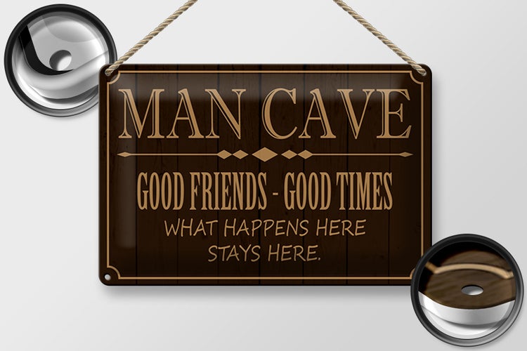 Blechschild Spruch 30x20cm man cave good friends good times