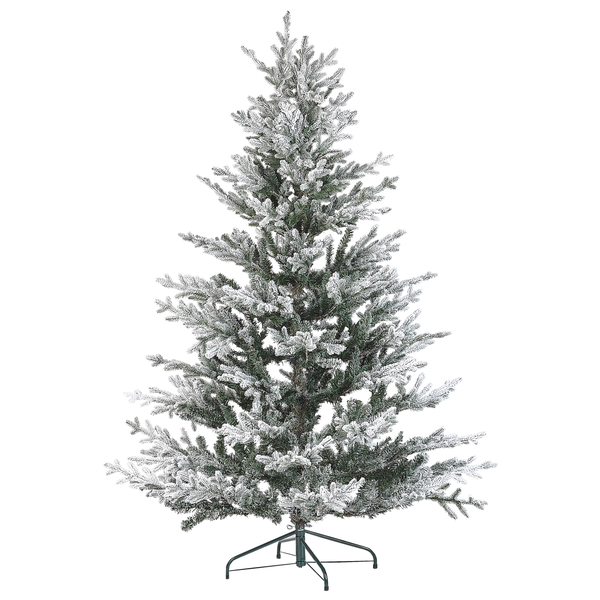 Künstlicher Tannenbaum mit Schnee auf Metallständer