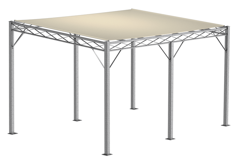 Pergola ELEO Sicilia 3 x 4 m feuerverzinkt | mit Sonnensegel ecru