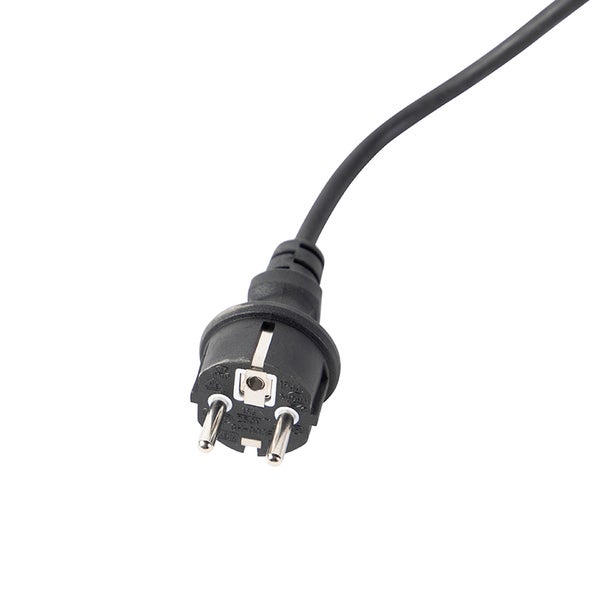 Schukostecker mit schwarzem Kabel.