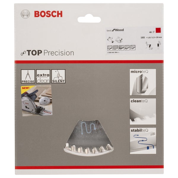 Bosch Kreissägeblatt Top Precision Best for Wood, 165 x 20 x 1,8 mm, 48 - 2608642384