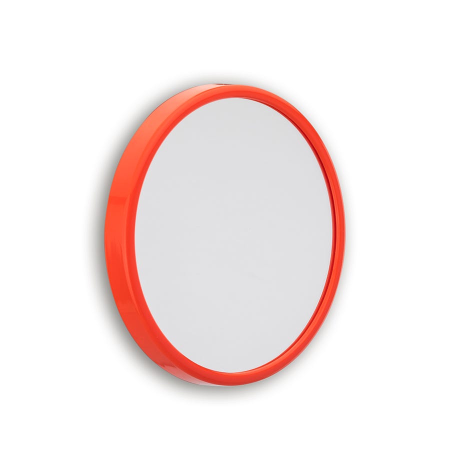 Runder Kosmetikspiegel 13cm mit rotem Rahmen
