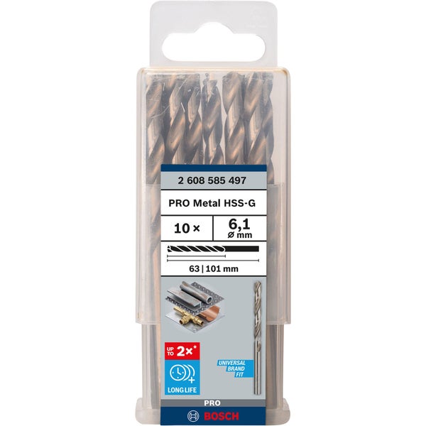 Metallbohrer Set mit 10 Stück, 6,1 mm Durchmesser im Kunststoffbehälter