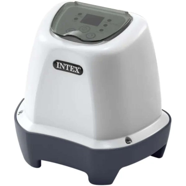 Intex Steuereinheit und Pumpe für Whirlpools mit digitalem Bedienfeld und weiß-grauem Kunststoffgehäuse.