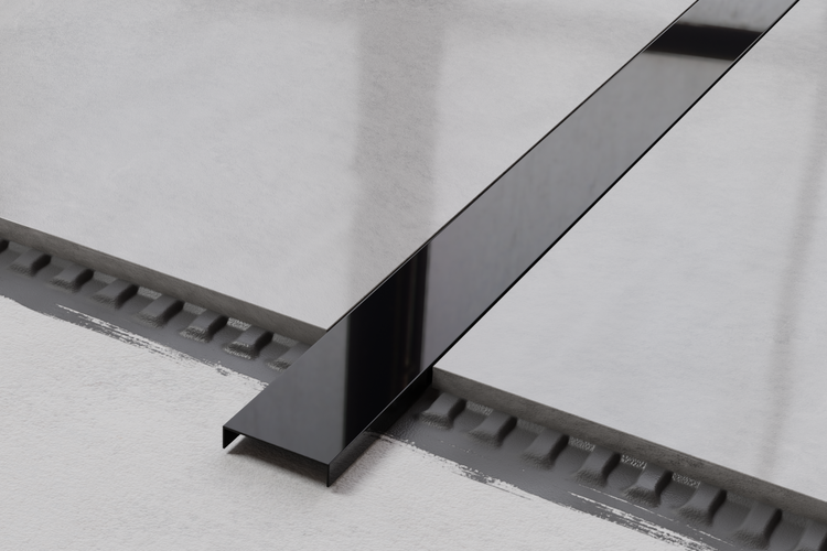 C-Profil aus geschliffenem Edelstahl 2700mm X 40mm x 9mm - schwarz glänzend