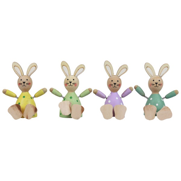 Dekorative Holzhasenfiguren für Ostern
