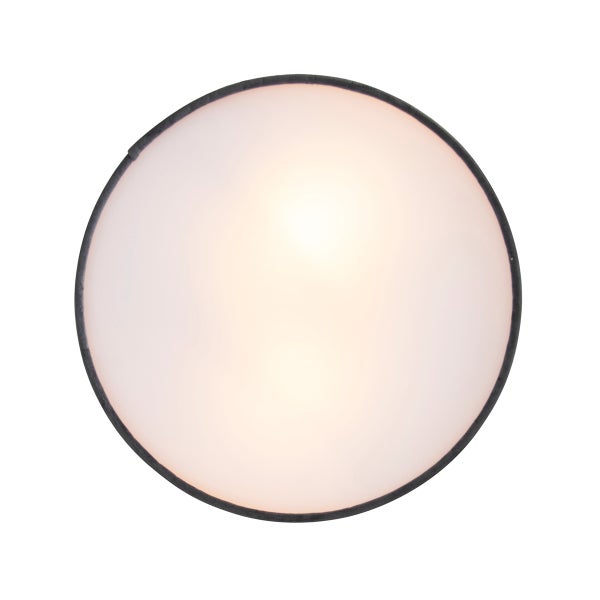 Runde Deckenleuchte mit schmalem dunklem Rahmen und beleuchtetem Diffusor.