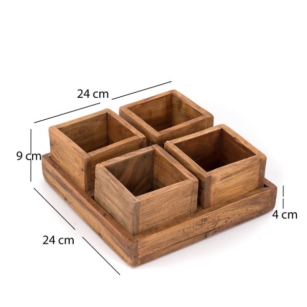 Kisten-Set Cubo 5-tlg.  Massivholz 01 natur-vintage